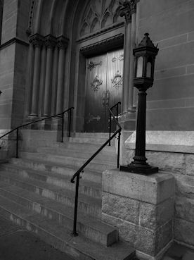 Denver Cathedral Entrance at night